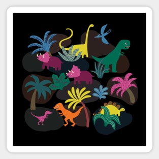 Dinosaur Jungle - Sunshine Brights - cute Dino design by Cecca Designs Magnet